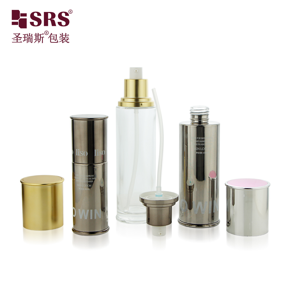 Empty Skin Care Serum Face Cream Lotion Pump Cosmetic Frosted Glass Bottles