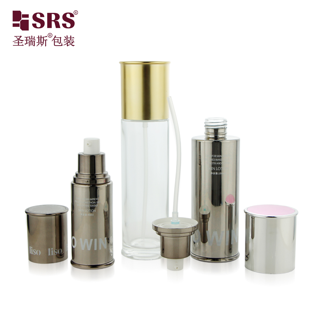 Empty Skin Care Serum Face Cream Lotion Pump Cosmetic Frosted Glass Bottles