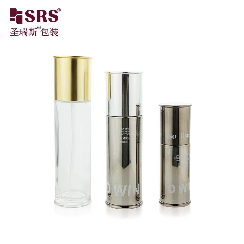 Empty Skin Care Serum Face Cream Lotion Pump Cosmetic Frosted Glass Bottles