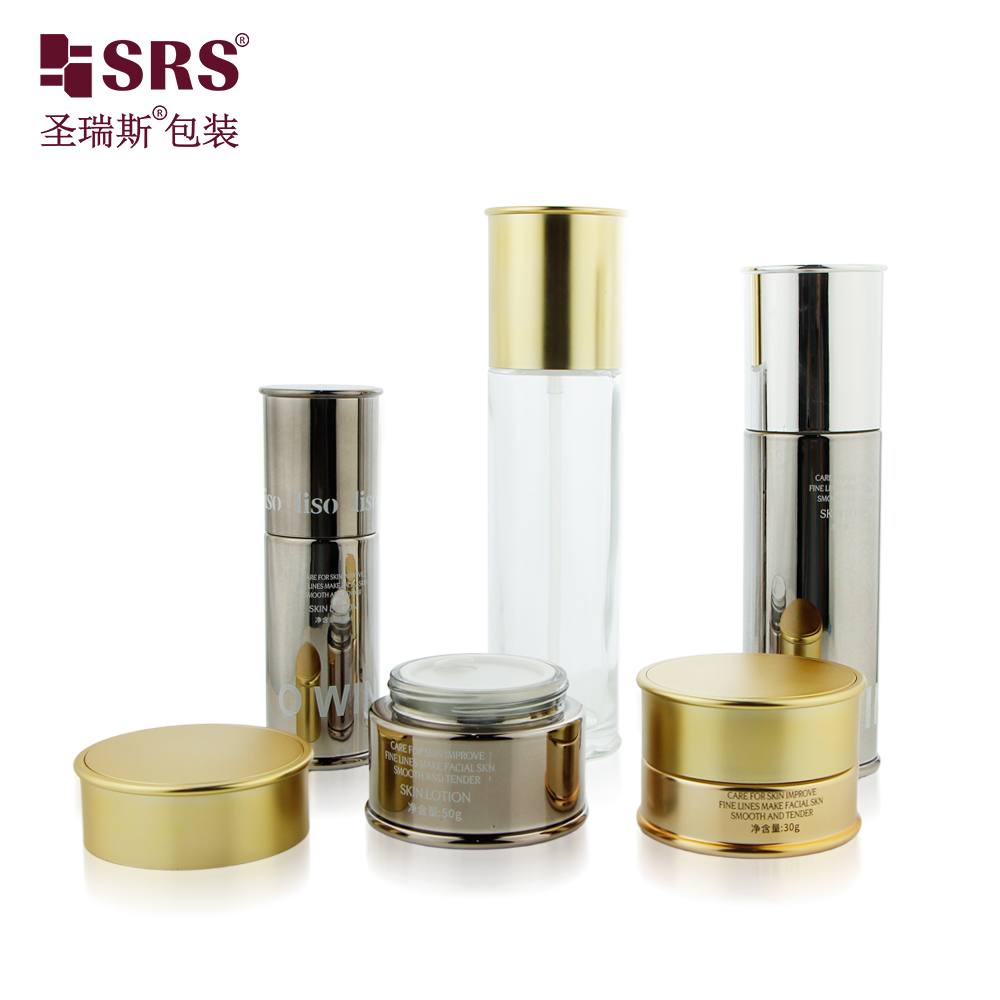 Empty Skin Care Serum Face Cream Lotion Pump Cosmetic Frosted Glass Bottles