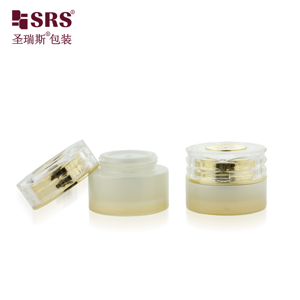 Customized Hot Sale Cosmetic Glass Cream Jar 30g 50g with Gold Lid