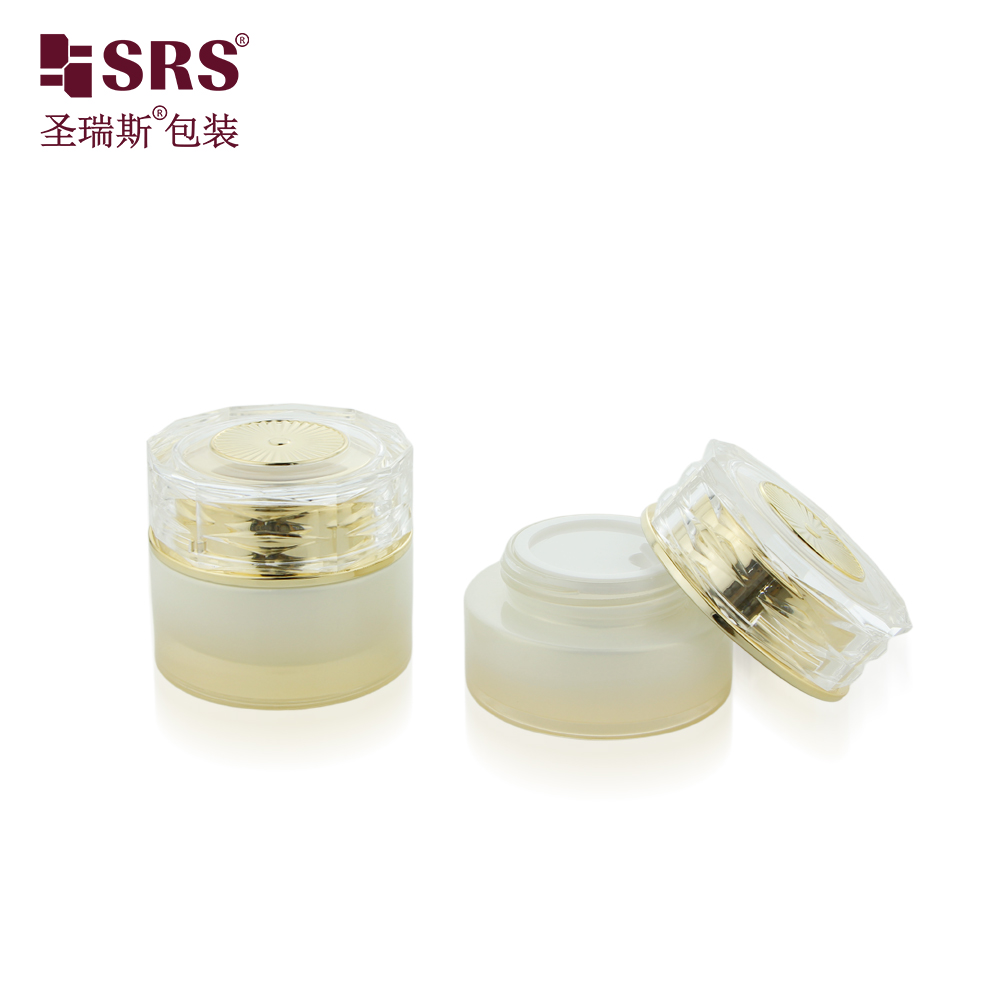 Customized Hot Sale Cosmetic Glass Cream Jar 30g 50g with Gold Lid