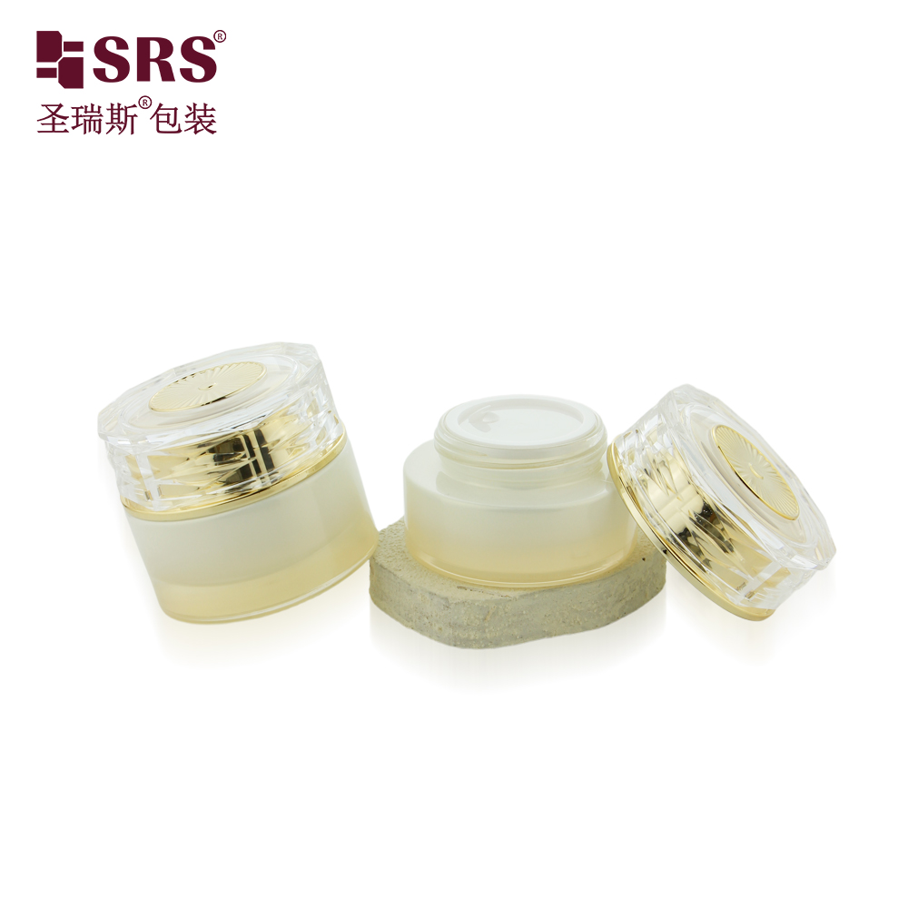 Customized Hot Sale Cosmetic Glass Cream Jar 30g 50g with Gold Lid