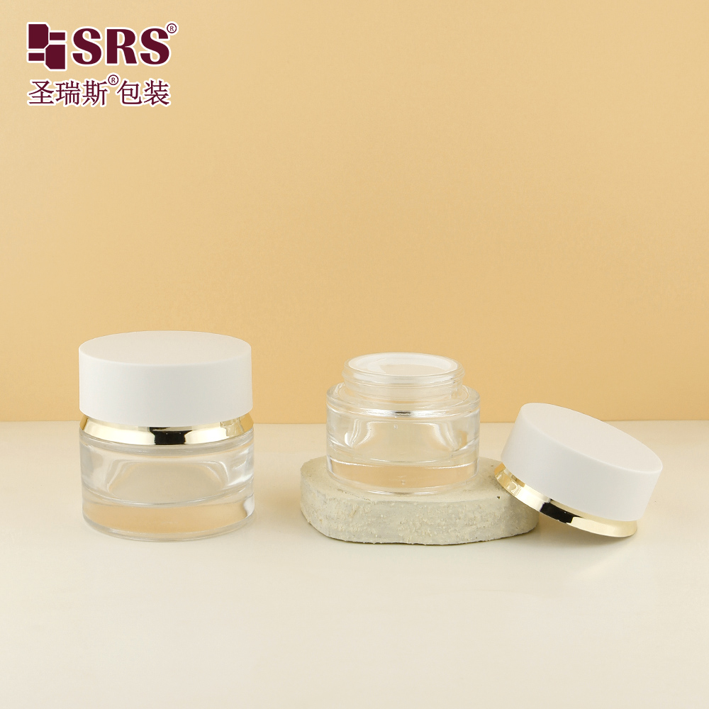 Empty Round Cosmetic 30g 50g Clear Frosted Glass Jar Cream Jar with Lid