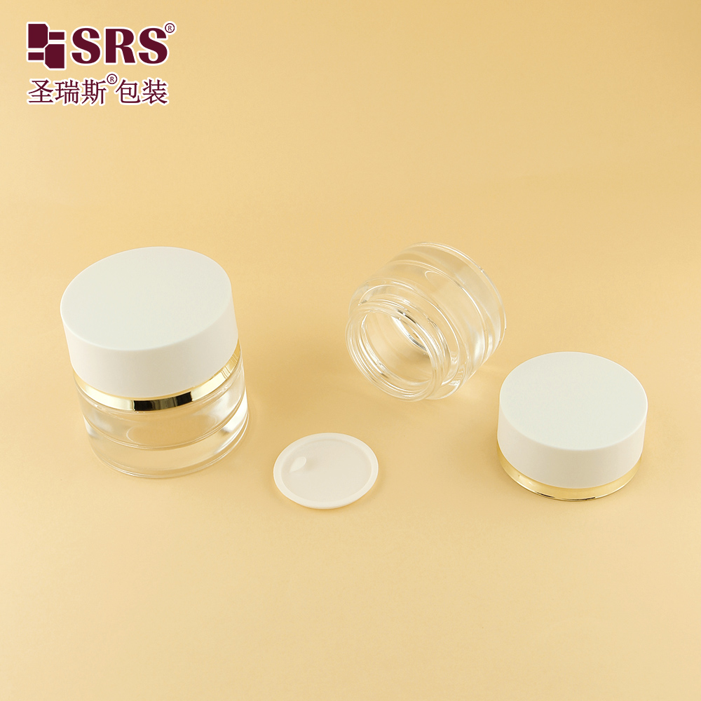 Empty Round Cosmetic 30g 50g Clear Frosted Glass Jar Cream Jar with Lid