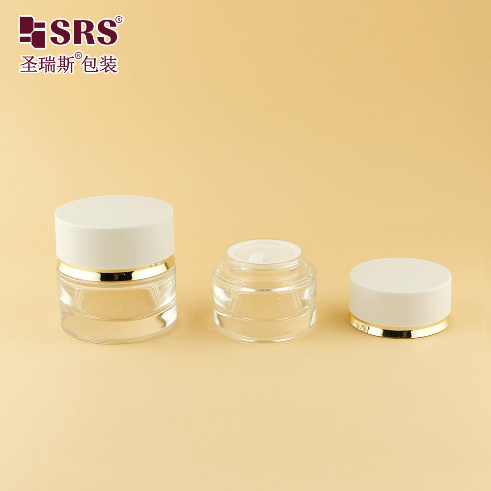 Empty Round Cosmetic 30g 50g Clear Frosted Glass Jar Cream Jar with Lid