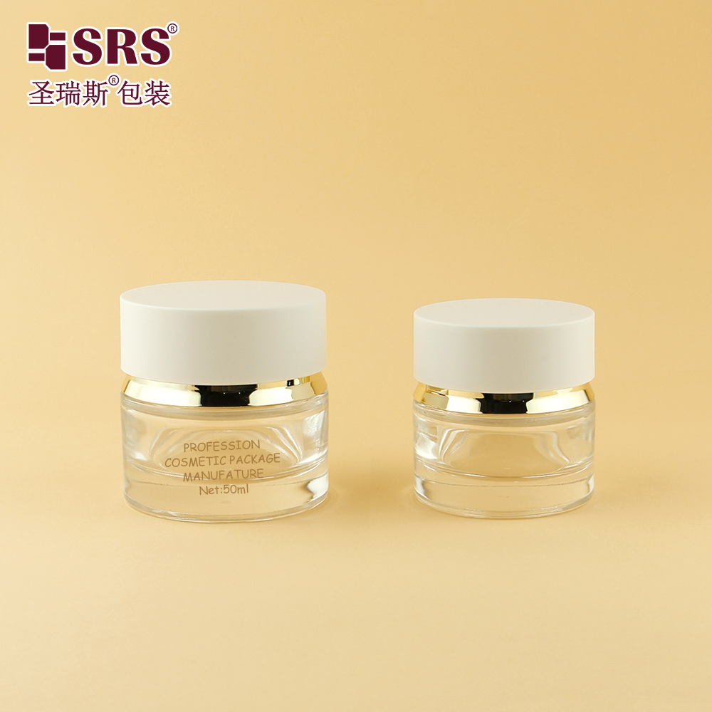 Empty Round Cosmetic 30g 50g Clear Frosted Glass Jar Cream Jar with Lid