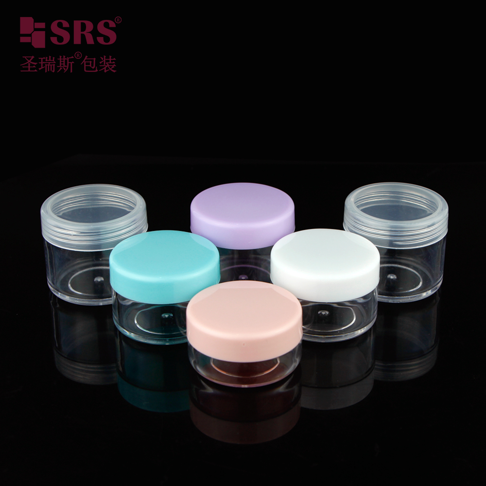 10g 15g 20g Small Capacity Traveling Packaging PS Plastic Glossy Round Shape Cosmetics Jar