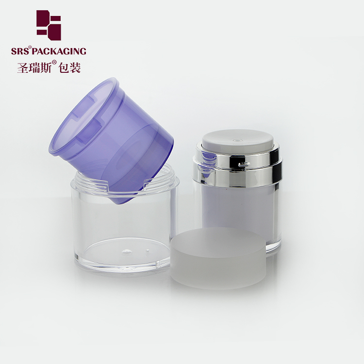 2021 new product replaceable inner airless pump acrylic cream jar with color decoration