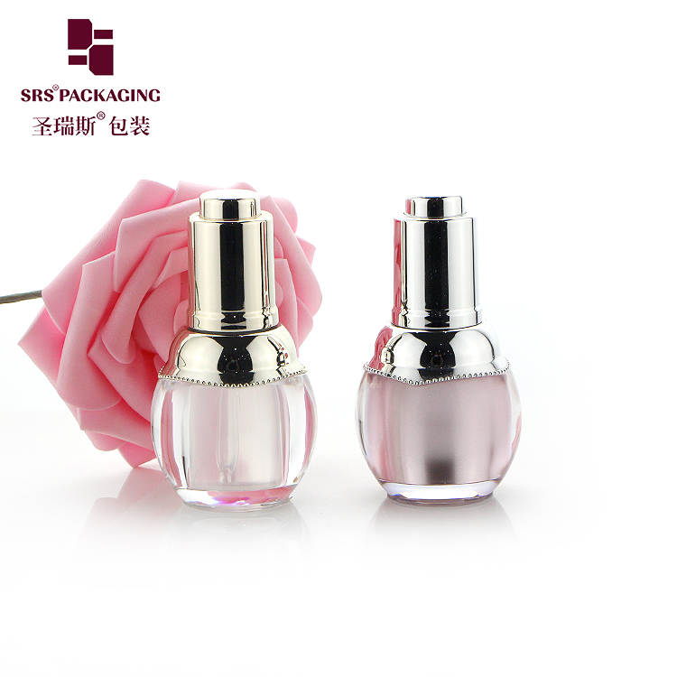 Custom Cosmetic Skincare Packaging Luxury Acrylic Plastic Essence Serum Dropper Bottle 8ml