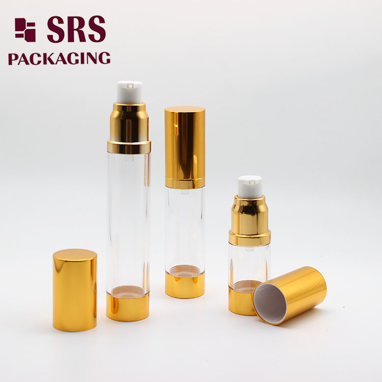 A022B Gold Aluminum Airless Serum Pump 15ml Cosmetic Bottle 10ml