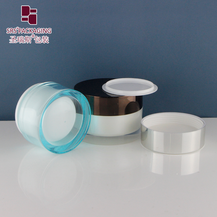 J0210B Factory Supply Empty Cosmetic Packaging Fancy Cream Jar With Luxury Aluminum Lid 30g 50g