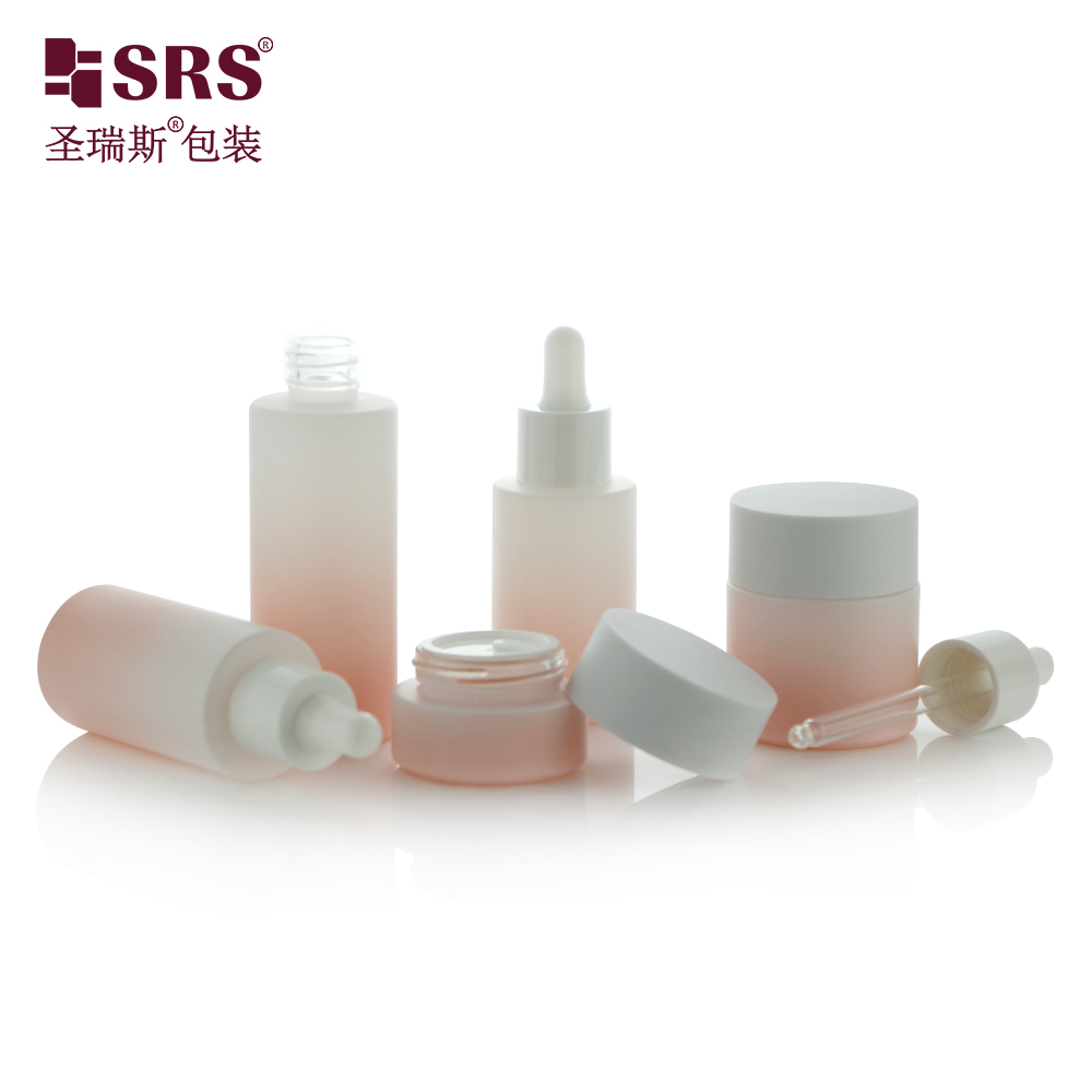 Luxury high quality cosmetics dropper bottles 20ml 30ml 50ml 100ml glass cosmetic serum bottle skincare set