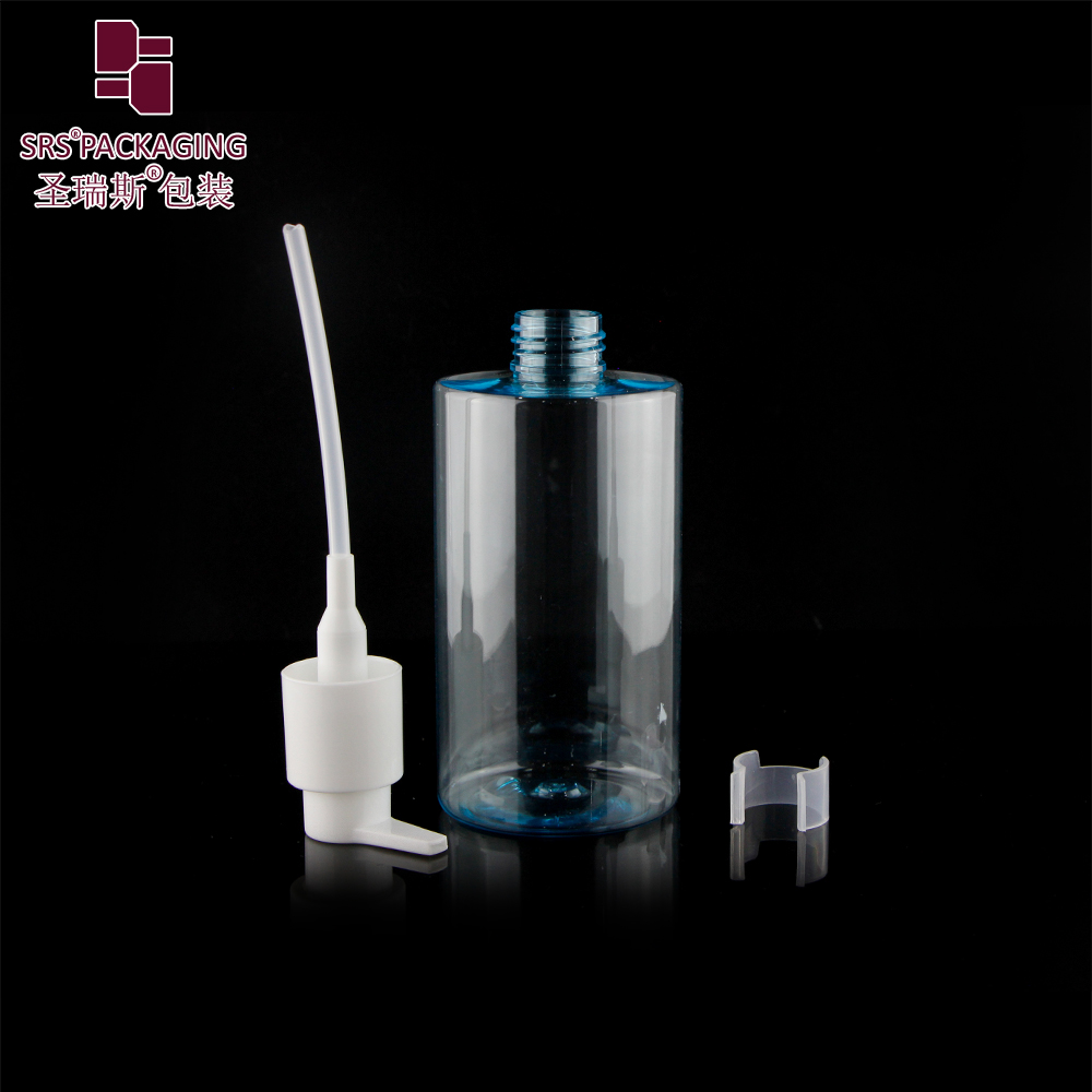 SRS Flat Shoulder Round Shape Plastic Empty Lotion Pump Bottle Pet 300ml