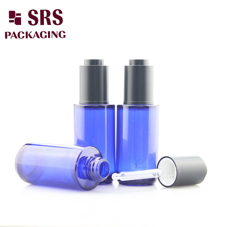 hot sale 40ml round blue color PETG thick wall luxury dropper bottle

