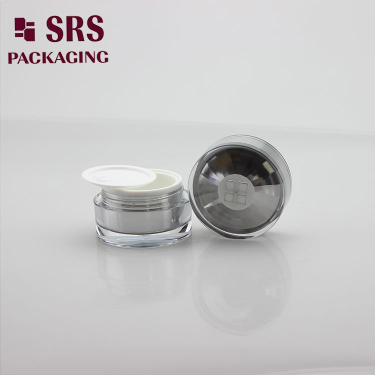 J301 round 15ml 30ml 50ml acrylic cream jar with decorative design cap