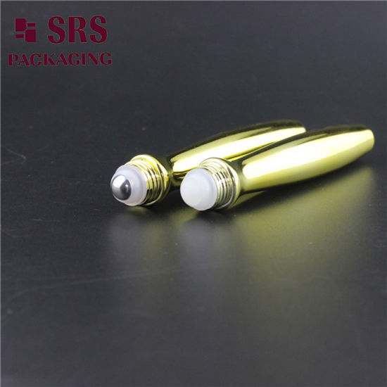 SRS8447 Metalized Gold Lxuxry Eye Cream Container 15ml Plastic Roller Bottle