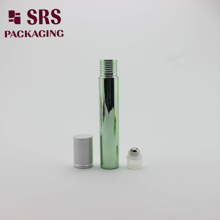 plastic 15ml metailzed green essential oil bottle roller
