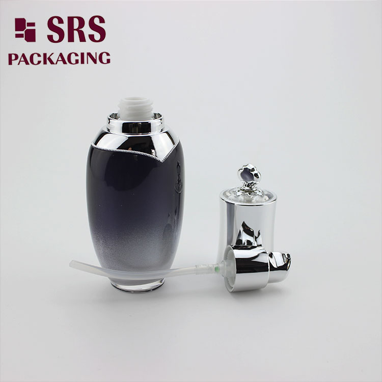 L201 Crown Acrylic Luxury 30ml Black Bottle for Facial Serum