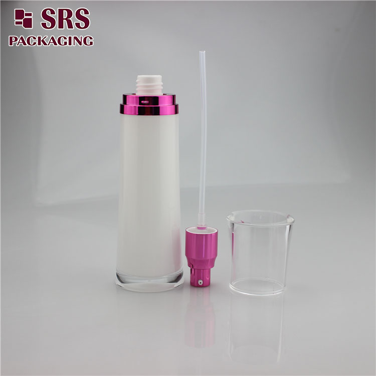 L094 White 100ml Plastic Empty Acrylic Bottle with Metalized Pump