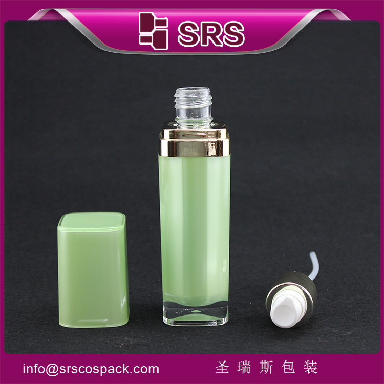 L051 30ml 60ml Green Square Acrylic Empty Luxury Lotion Plastic Bottle