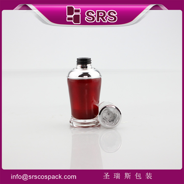 NP008 Acrylic red Double Wall Empty Nail Polish Bottle with Brush