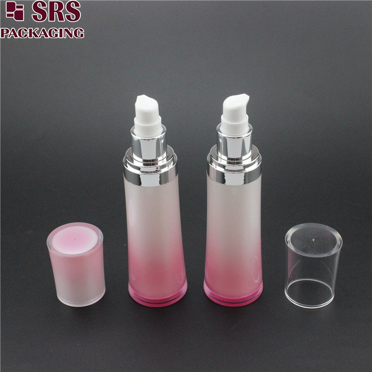 L094 Wholesale Pink Round Waist Plastic Empty Pump Bottle 50ml