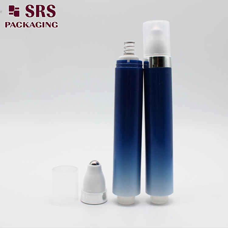 AY-15ML Cosmetic Empty Blue Color 15ml Airless Pump Bottle with roller
