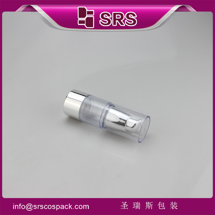 A027 AS Material Empty Round Metalized Silver Airless 15ml Bottle