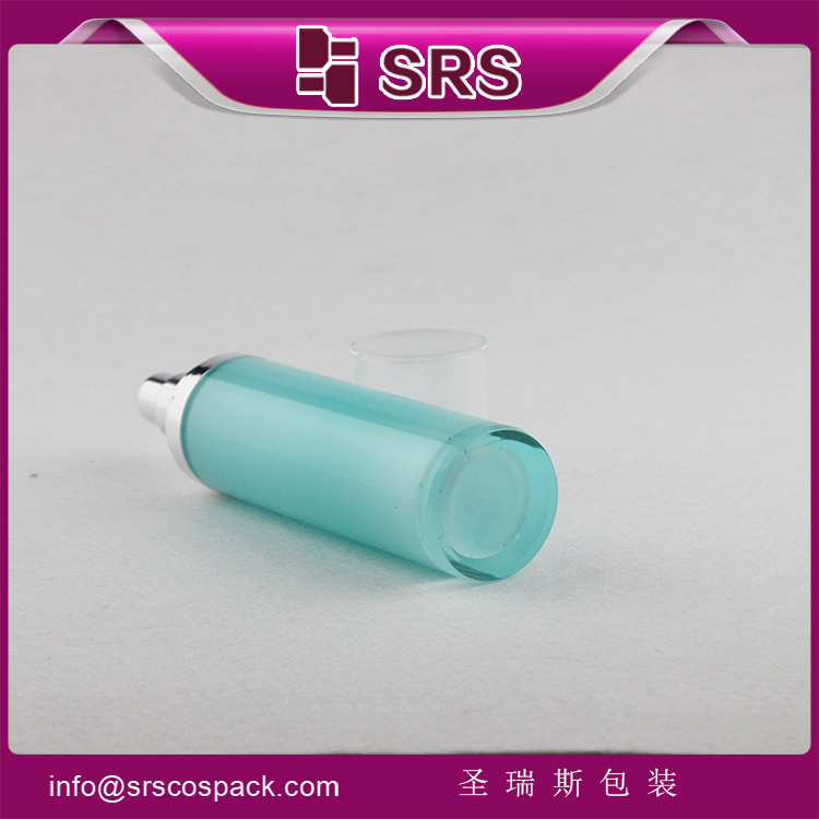 A023  Green Empty Acrylic 100ml Cosmetic Airless Pump Bottle with Lid