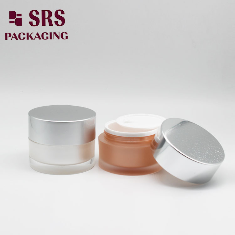 J022 orange Round 50g Skincare Face Cream Jar with Aluminum Cap