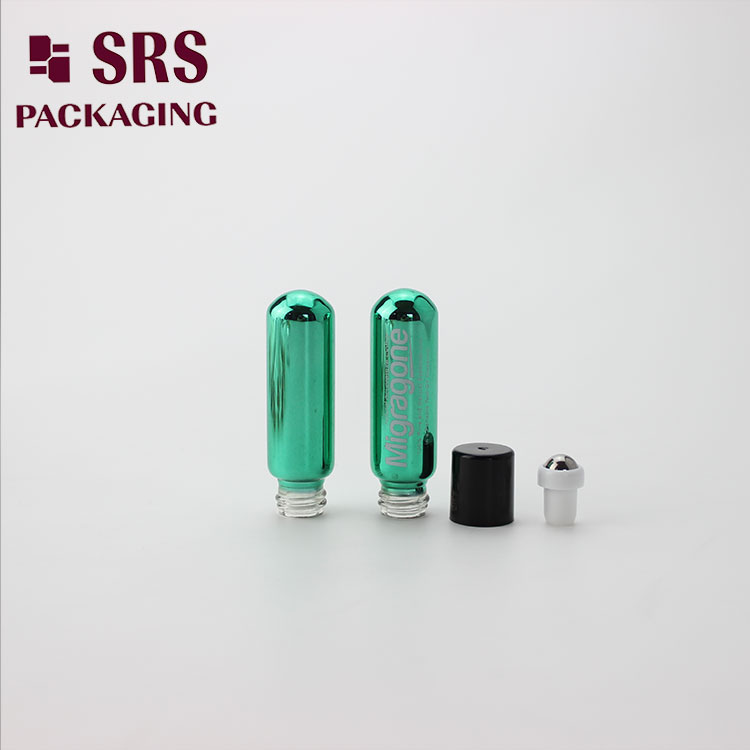 SRS Green Color 4ml Roll on Essential Oil Glass round Bottle