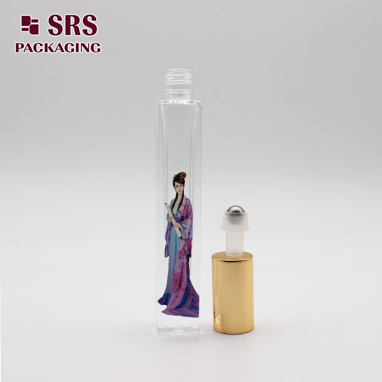 GB2-10ml pretty 3D Painted Craft 10ml Clear Glass Roll-on Perfume Bottle