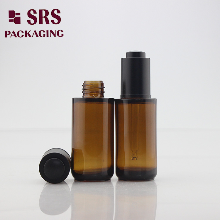 SRS 25ml PETG amber round environment-friengly plastic bottle dropper 

