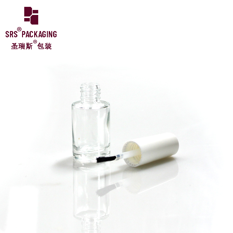 DIY Unique Clear Customized empty little mini glass 5ml 7ml UV Gel nail polish bottles with white cap