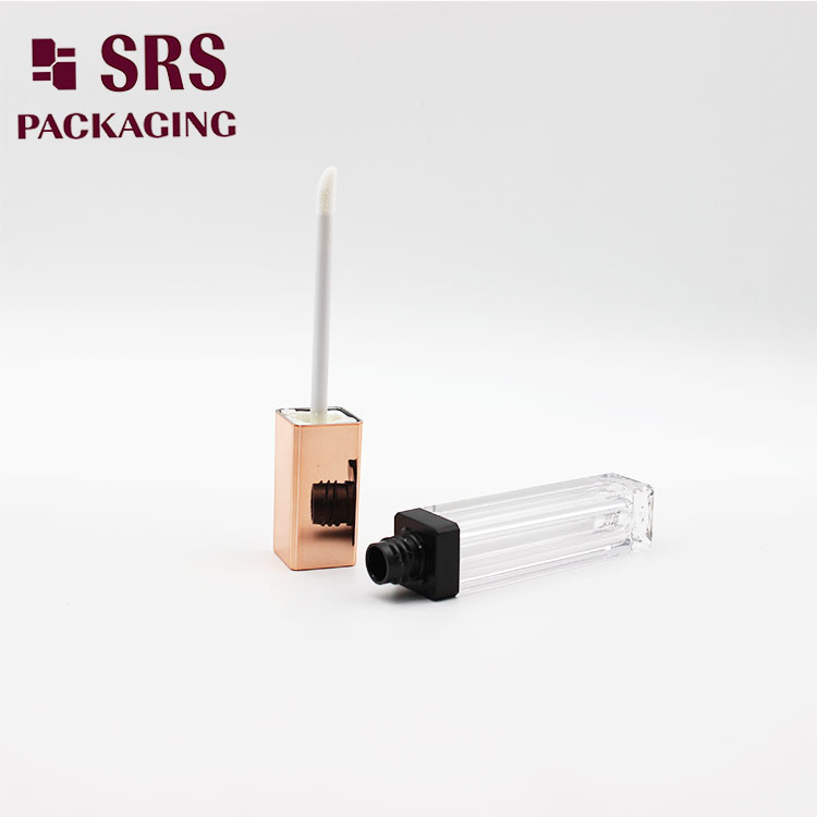 LED Light 5ml luxury clear square custom empty lip gloss containers with applicator