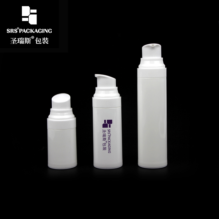 White color empty PP cosmetic 15ml 30ml 50ml round shape face cream airless bottle