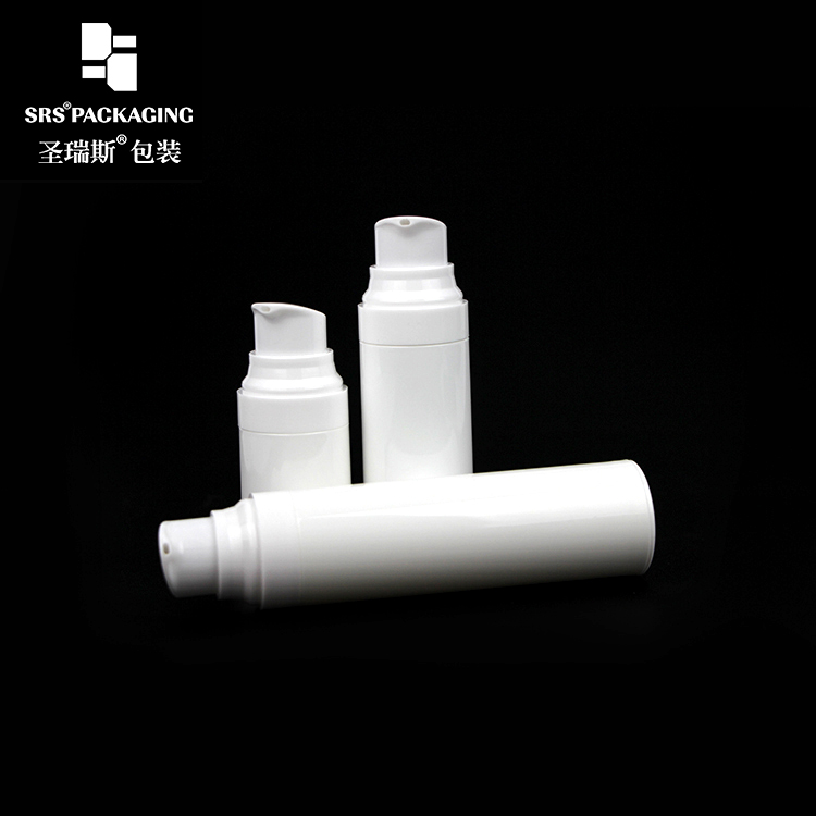 White color empty PP cosmetic 15ml 30ml 50ml round shape face cream airless bottle