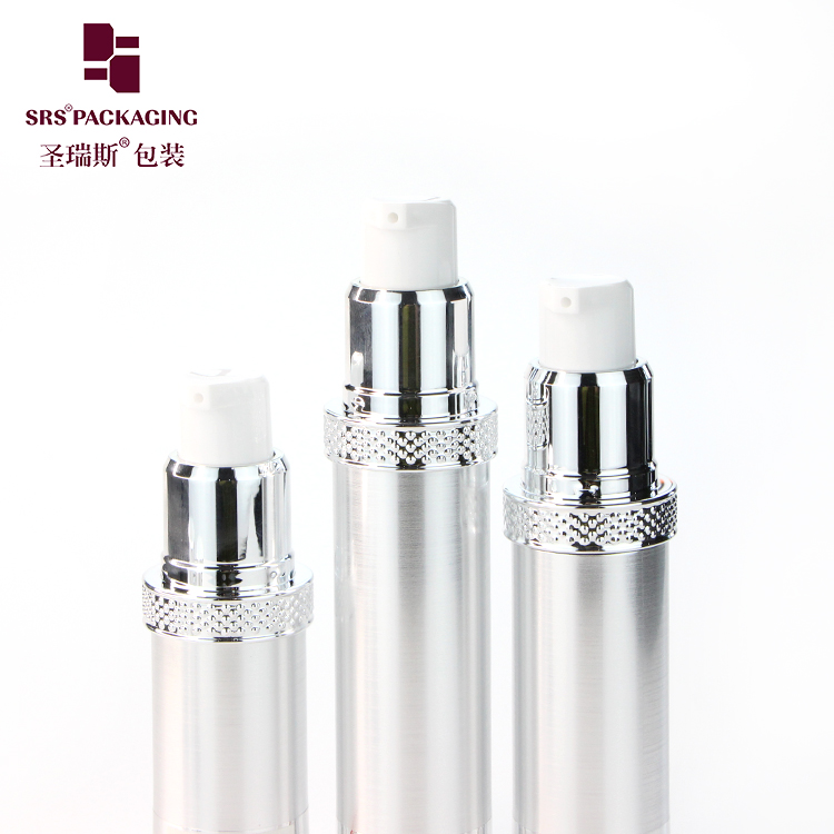 10ml 15ml 20ml 30ml silver cosmetic vacuum airless pump bottle