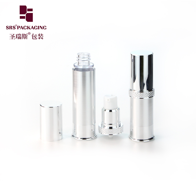 10ml 15ml 20ml 30ml silver cosmetic vacuum airless pump bottle