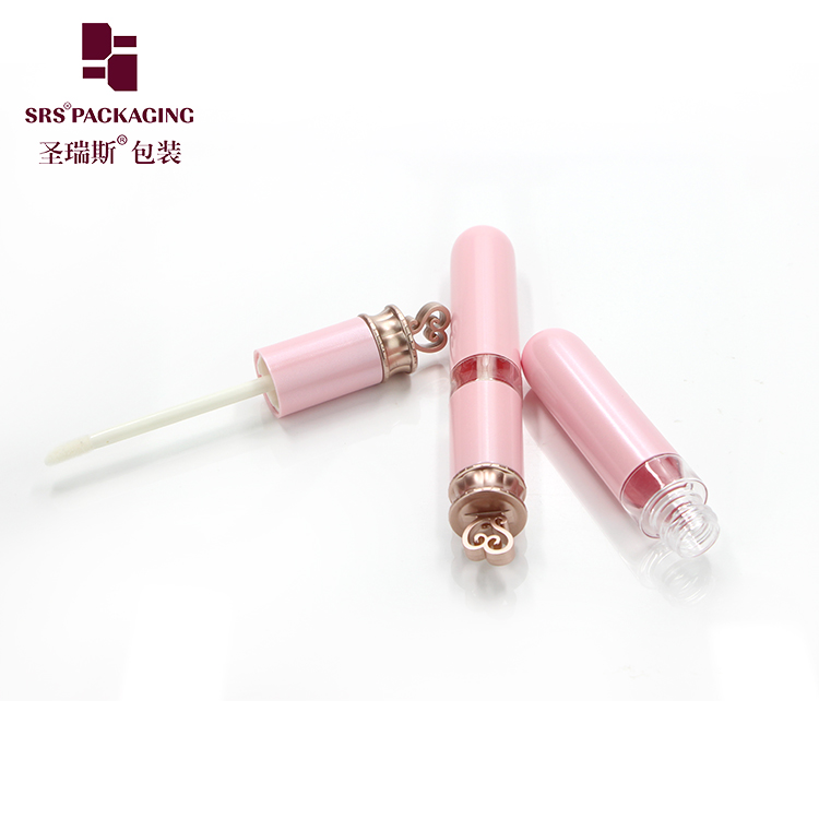 Luxury rose gold lip gloss tubes round shape plastic shape cosmetic packaging