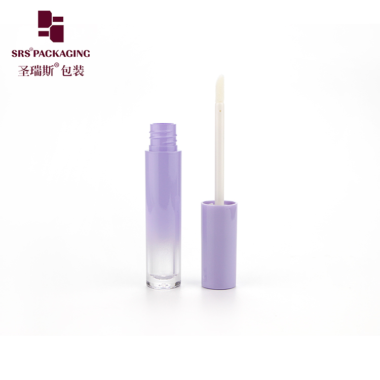 gradient purple color plastic round cosmetic lip gloss tube unique