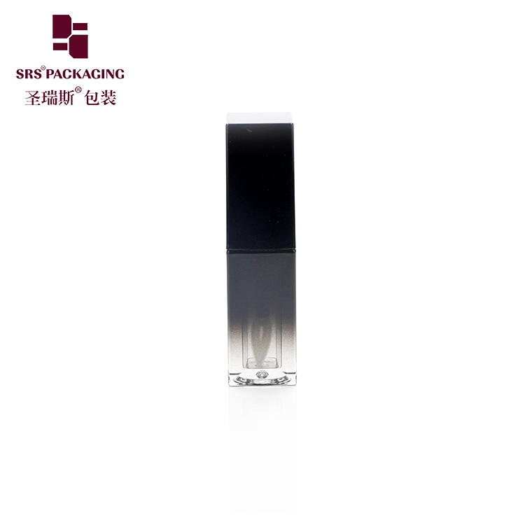 Square shape paint black color empty luxury lipgloss packaging