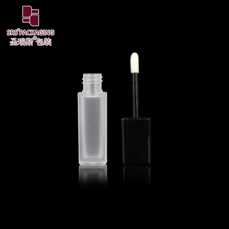 Wholesale price clear matte bottle with black lid lipgloss packaging tube 5ml empty cosmetic square lip gloss container