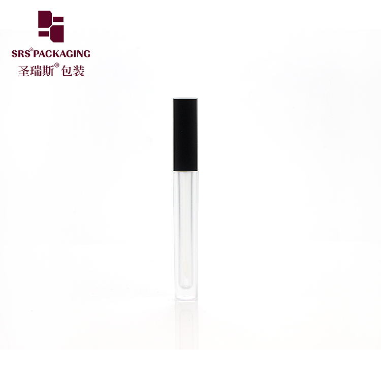 square shape empty plastic frosted clear cosmetic lipgloss tube