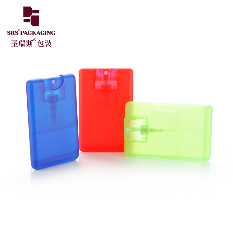 20ml mini oblate plastic customized injection color spray pocket bottle with sliding lid 