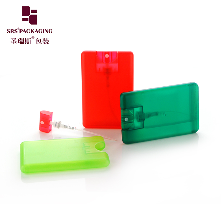 20ml mini oblate plastic customized injection color spray pocket bottle with sliding lid 