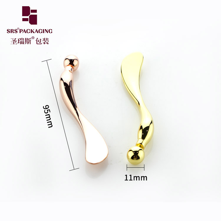 Wholesale metal  make up cosmetic spatulas spoon rose gold silver color private label cream applicator