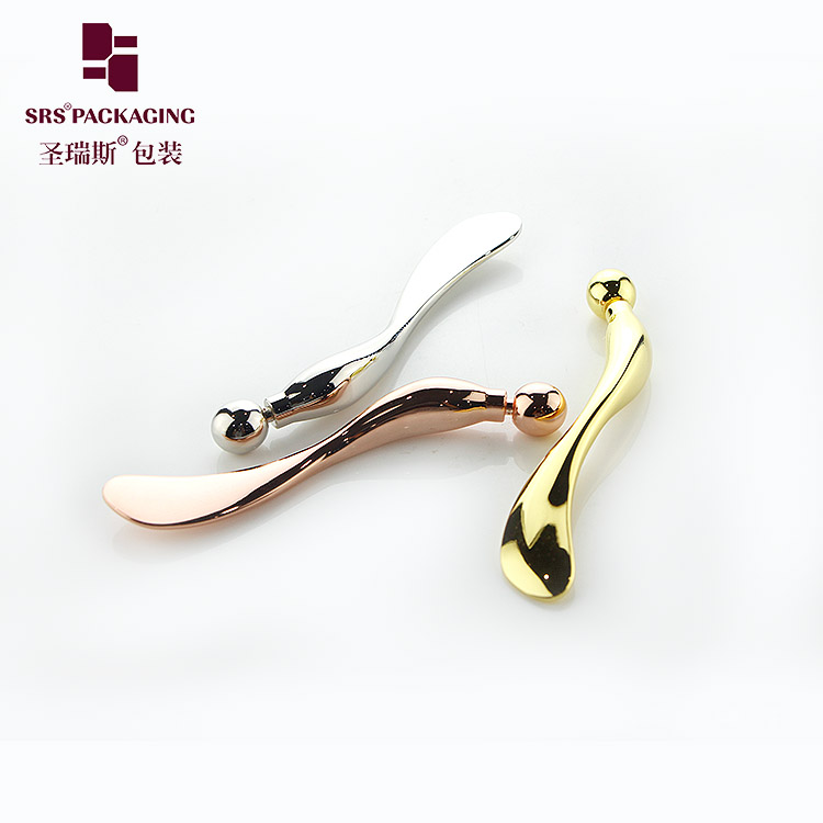 Wholesale metal  make up cosmetic spatulas spoon rose gold silver color private label cream applicator