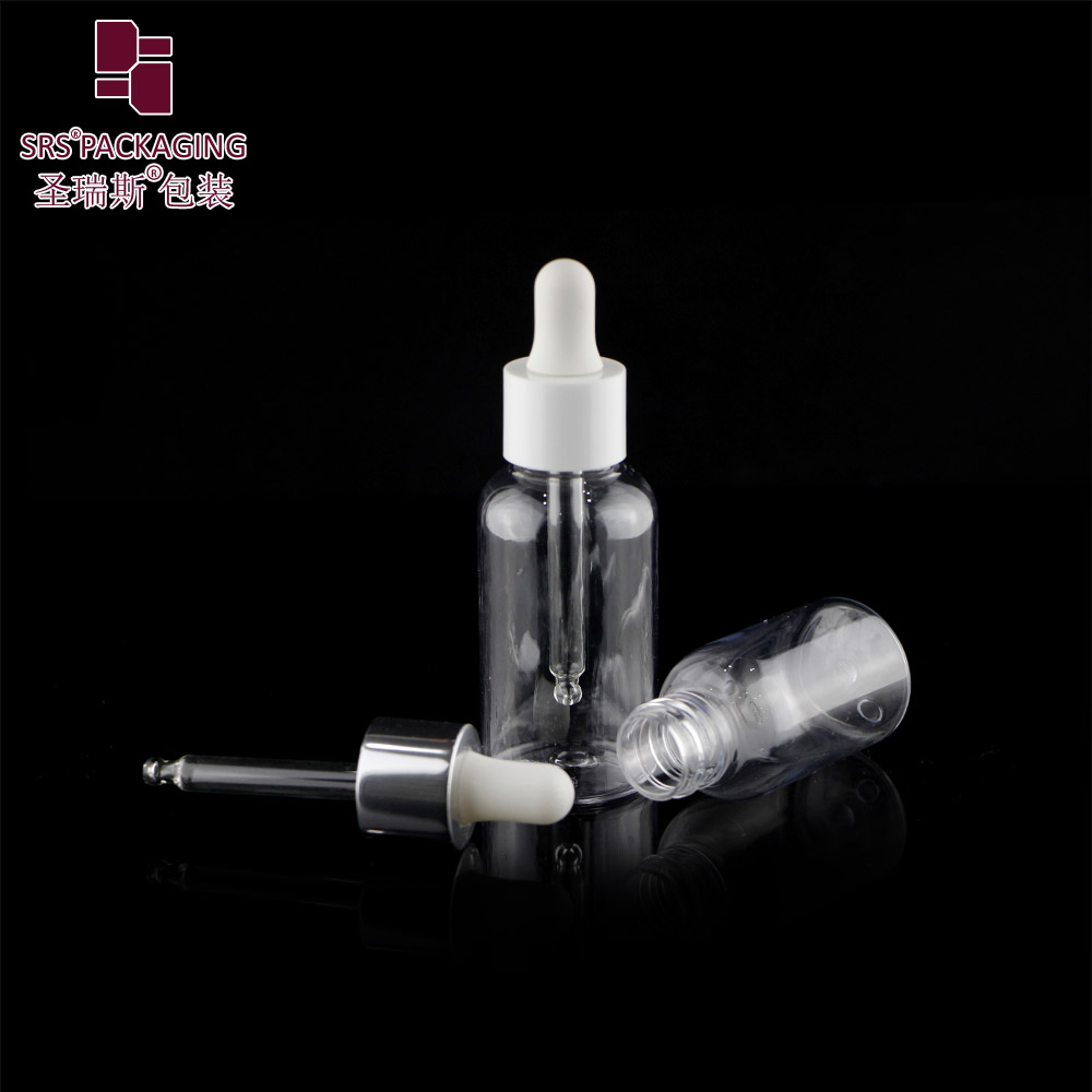 empty cosmetic high quality serum dropper eco friendly 30ml pet bottle
